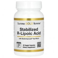 California Gold Nutrition, стабілізована R-ліпоєва кислота з біотином, 30 вегетаріанських капсул